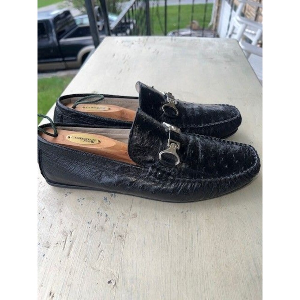 Fennix Italy 3515 Genuine Ostrich Black Bit Style Handcrafted Leather Lined Loaf - Picture 6 of 12